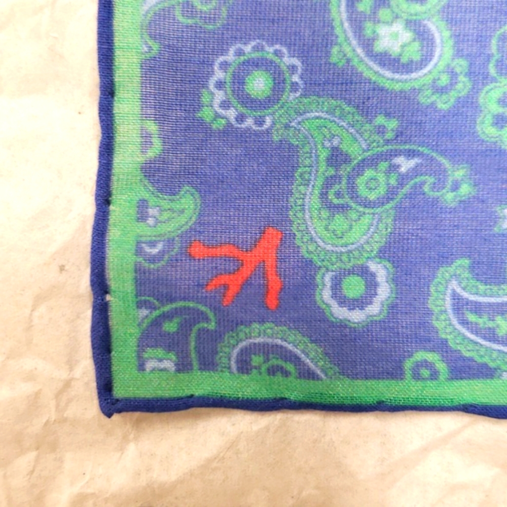 Isaia Blue Paisley Pocket Square